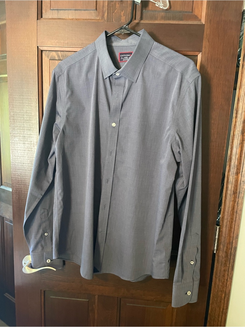 UNTUCKit Men's Long Sleeve Dress Shirt in Charcoal Gray